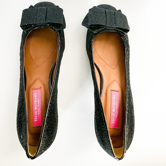 ISAAC MIZRAHI Black Glitter Vivian Bow Pumps Size 6.5 - Picture 3 of 6